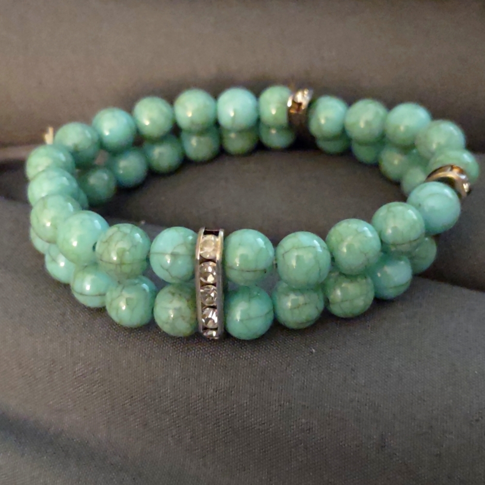 Costume Turquoise & Faux Diamond Bracelet